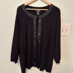 Black Sequin-Trim Cardigan by Russell Kemp